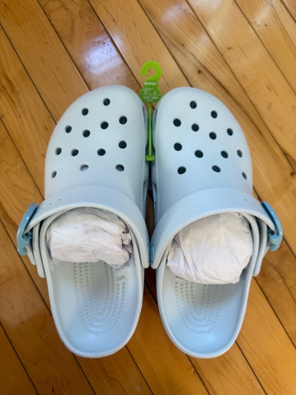 New In Bag Crocs Classic Enamel Buckle Clog Vapor Ice Womenβs 11 Menβs 9